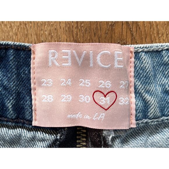 REVICE Blue Two Tone Full Zip Daisy Duke Denim Cut Off Shorts   Women's Size 31 - Picture 3 of 6
